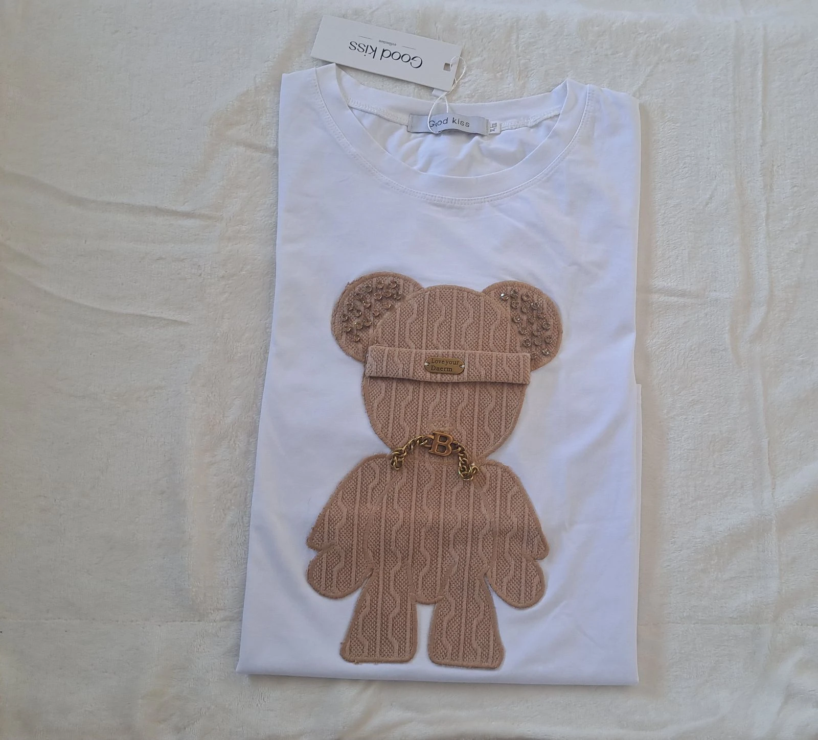White Graphic T-shirt • Bear Print • Size XL/XXL • Relaxed Fit Street Style – photo 2